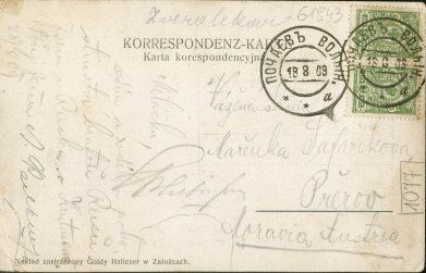 Załoźce pocztówka 1909 rewers