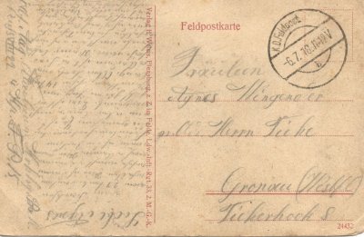 Olejw pocztwka Feldpost 1918 rewers