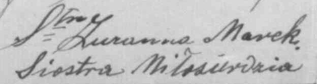 podpis Siostra Miłosierdzia Zuzanna Marek 1913
