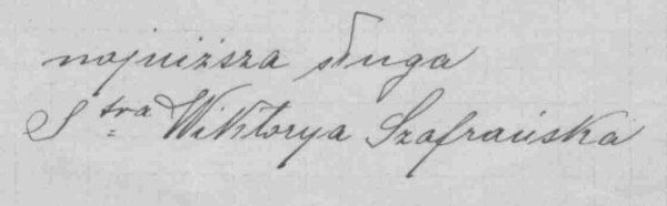 podpis Siostra Miłosierdzia Wiktorya Szafranska 1912
