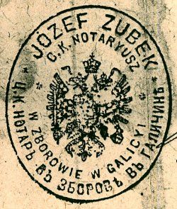 stempel notariusz Józef Zubek Zborów