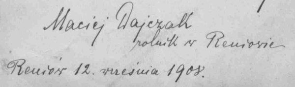 Maciej Dajczak podpis 1908